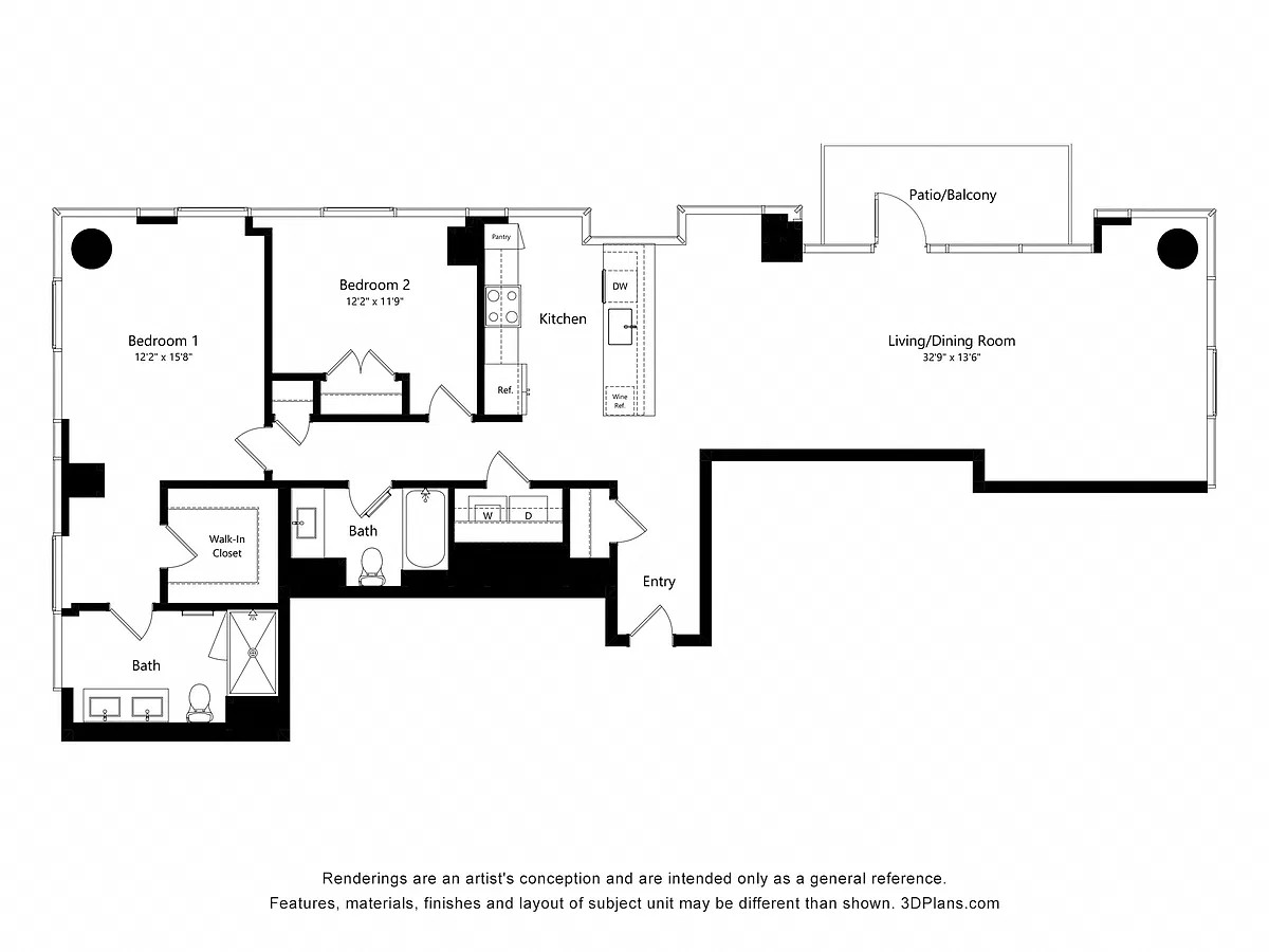 Floor plan 2 Bedroom Penthouse (CPH05)
