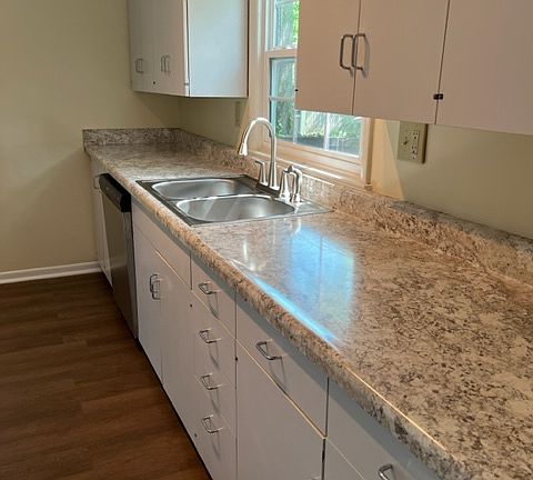 Kitchen with new counters and sink