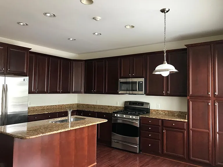 Kitchen with steel appliances