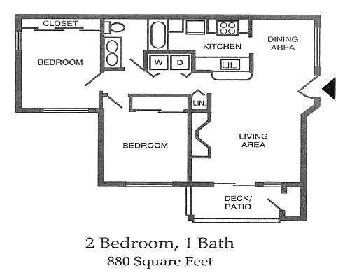 Floor plan 2 Bedroom 1 Bath