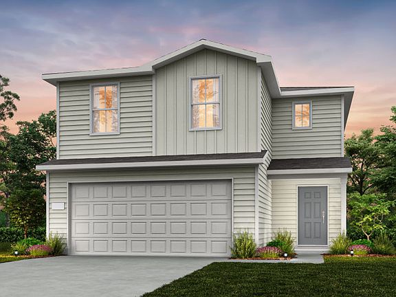 The Comal, a one-story home with 2-car garage, home exterior HC101