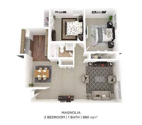 Floor plan Two Bedroom - 880 sqft