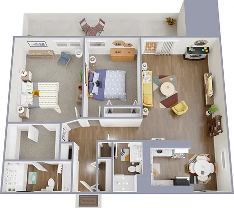 Two bedroom, two bath, 951 square feet Two bedroom, two bath, 951 square feet