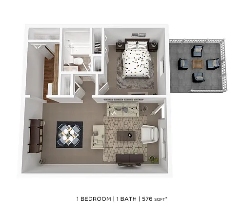 Floor plan 1 Bed 1 Bath