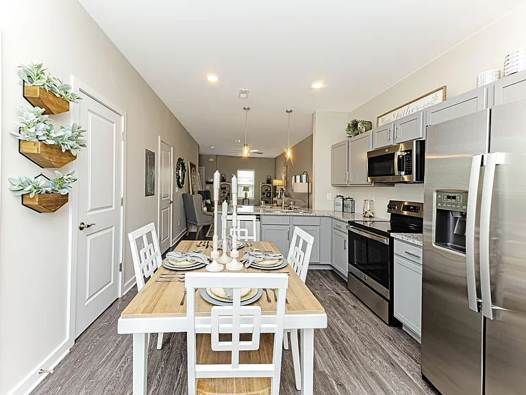 Kitchen with granite counters and stainless appliances