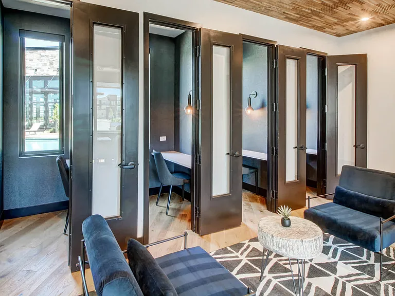 Coworking space with private, rentable office suites