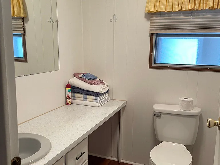 bathroom w/ comfort height toilet