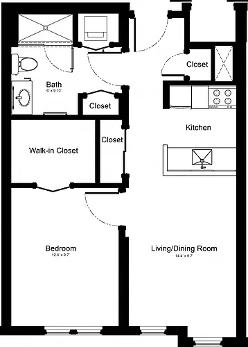 Floor plan 1 Bedroom 1B1