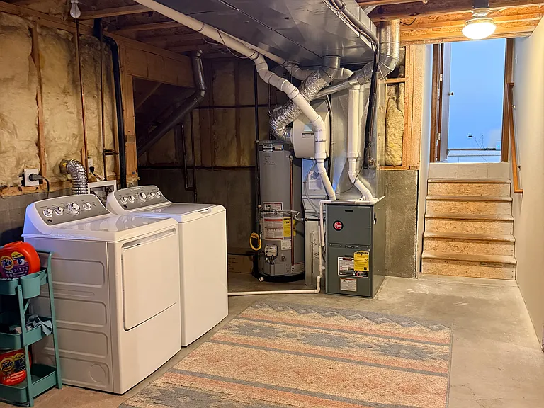 Basement, washer and dryer
