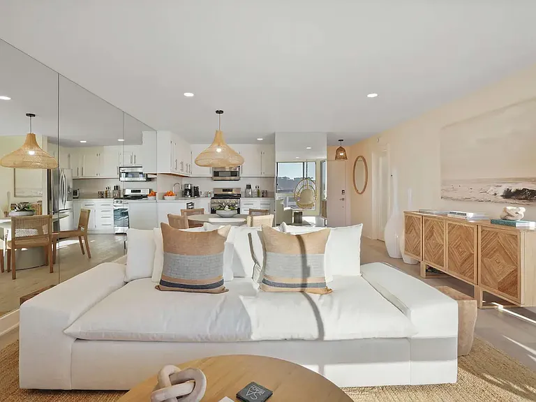 Chic, open-concept living and dining area, perfect for relaxation and intimate gatherings.