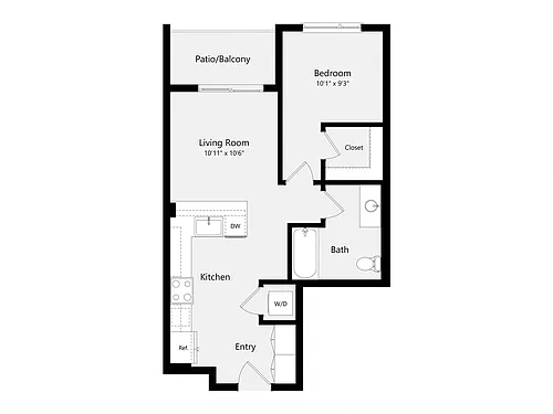 Floor plan One Bedroom B04C