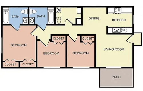 Floor plan 3 BR Ranch