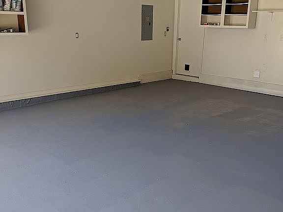 freshly painted 2 car garage