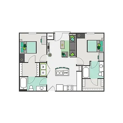 Floor plan 2 Beds 2 Baths