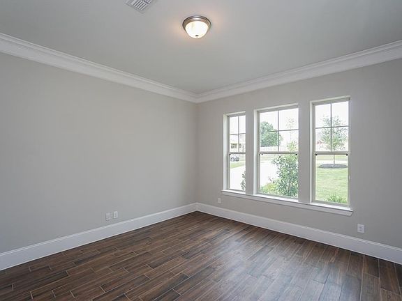Elegant crown molding in the spacious study.