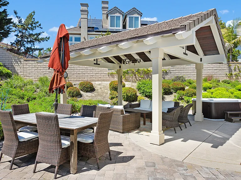 Backyard patio with furnitures