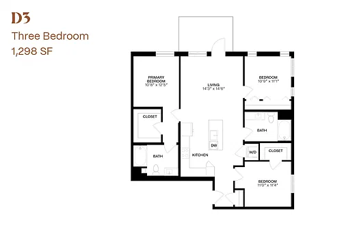 Floor plan Three Bedroom D3
