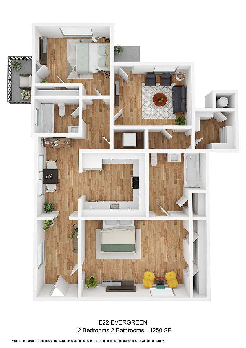 Floor plan 2 Bedroom/2 Bathroom