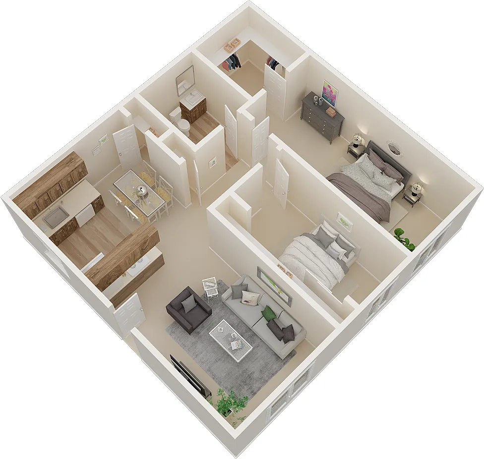 Floor plan 2 Bed 1 Bath