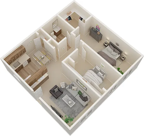 Floor plan 2 Bed 1 Bath