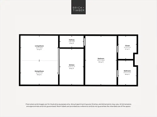 Floor plan 1 Bedroom 1 Bath