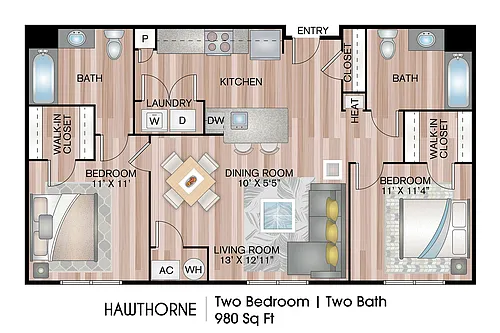 Floor plan Hawthorne (Income Restricted)