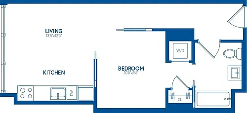Floor plan 1 Bedroom, 1 Bath - 510