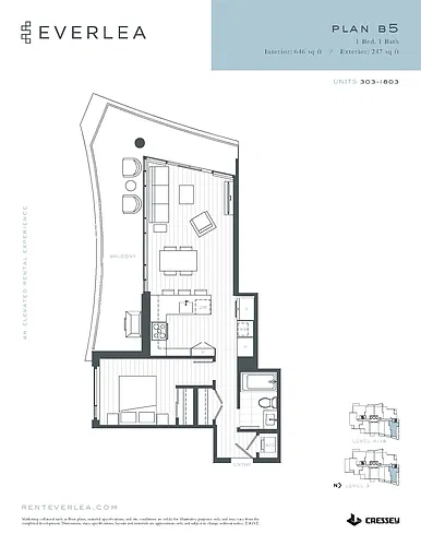 Floor plan 1 Bedroom 1 Bed 1 Bath