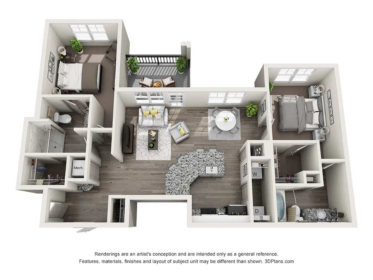 Floor plan B4 - Two Bedroom, Two Bathroom
