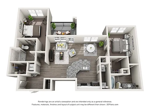 Floor plan B4 - Two Bedroom, Two Bathroom