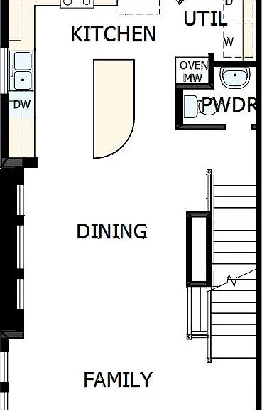 2nd floor with kitchen , dining, family room