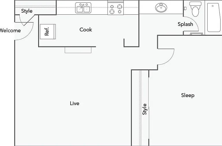 1 BR x 1 BA - C Floorplan 1 BR x 1 BA - C Floorplan