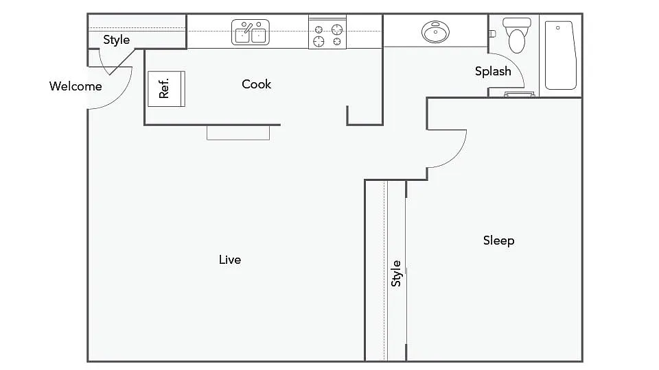 Floor plan 1 BR x 1 BA - C