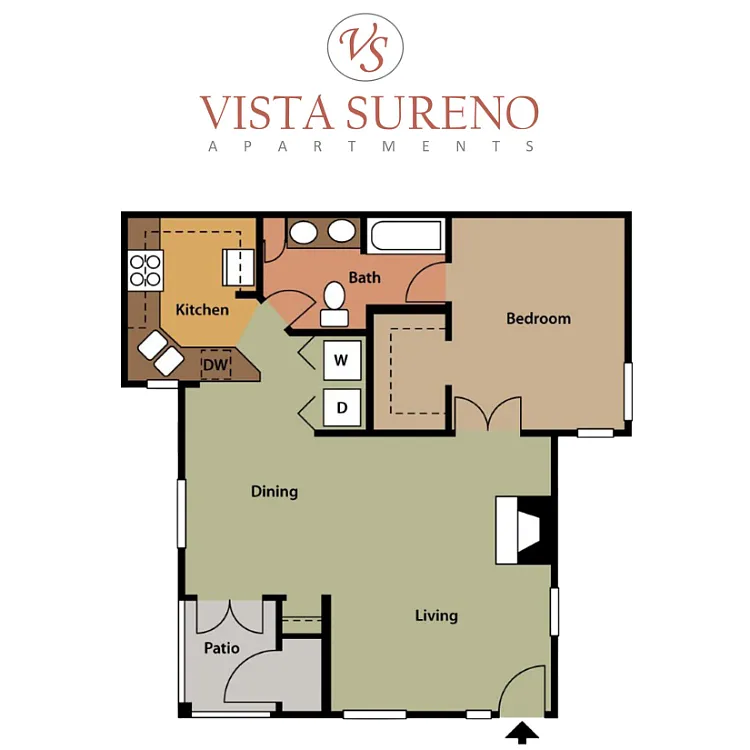 Floor plan One-Bedroom, One-Bathroom (AR)