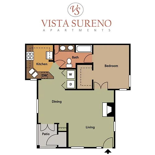 Floor plan One-Bedroom, One-Bathroom (AR)