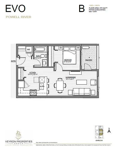 Floor plan 1BR+1BA