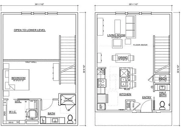 Floor plan Loft One bedroom/One and a Half Bath