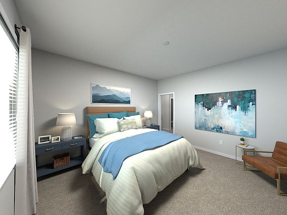 Primary bedroom rendering in the Davenport.