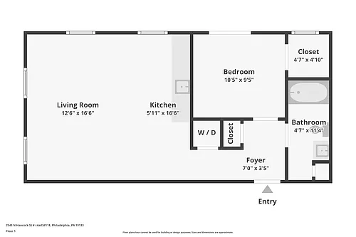 Floor plan One Bedroom St