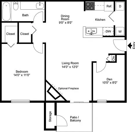 One bedroom floor plan One bedroom floor plan