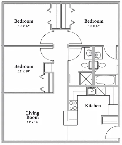 Floor plan Three Bedroom - Option A