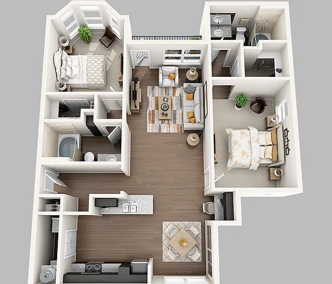 Midtown Grove - E - 2 Beds - 2 Baths - 1266 Sq. ft.