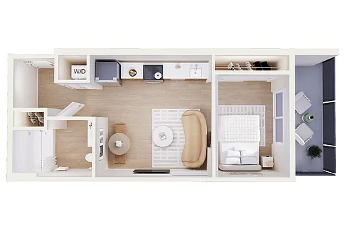 Floor plan E - 1 Bedroom