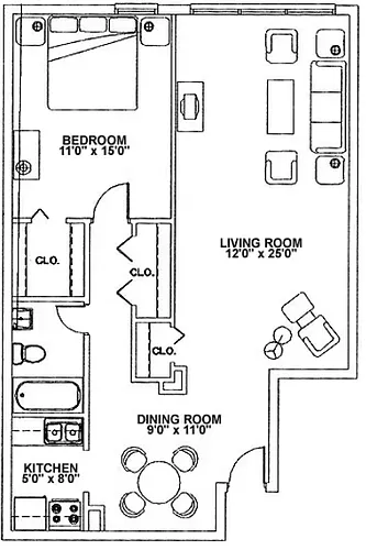 Floor plan Executive One Bedroom Suite