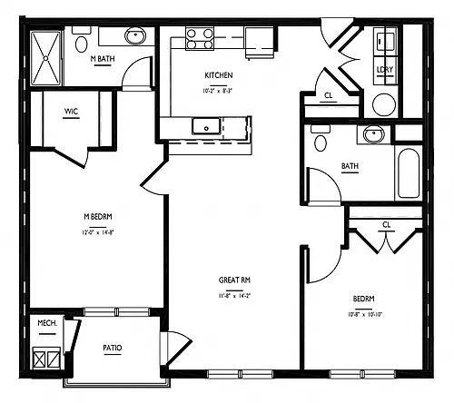 Floor plan 2 Bed/2 Bath-2B-Fa Phase II