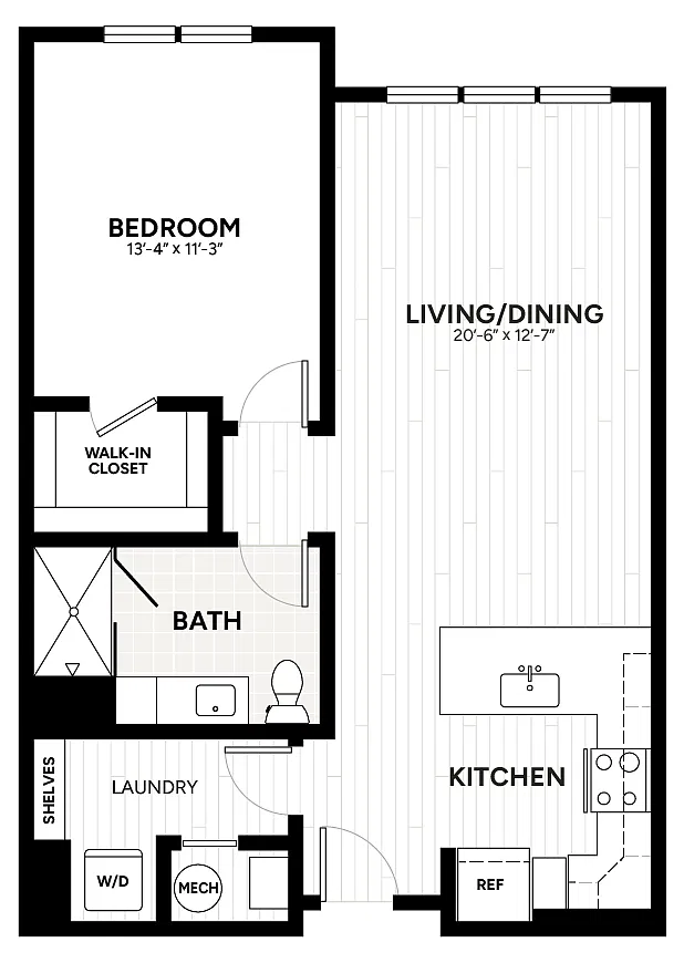 Floor plan 1 Bed/1 Bath-A5