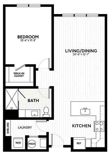 Floor plan 1 Bed/1 Bath-A5