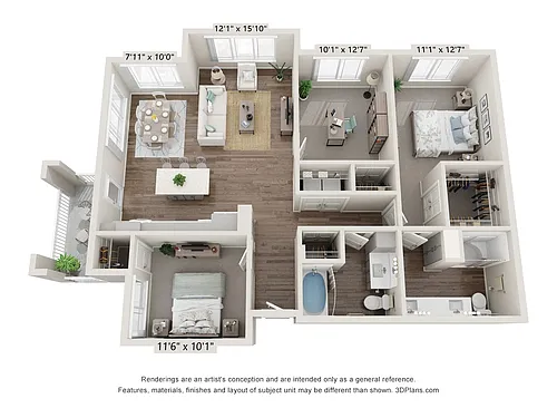 Floor plan Three Bedroom C1