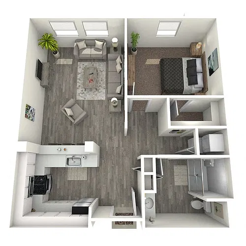 Floor plan One Bedroom One Bathroom E