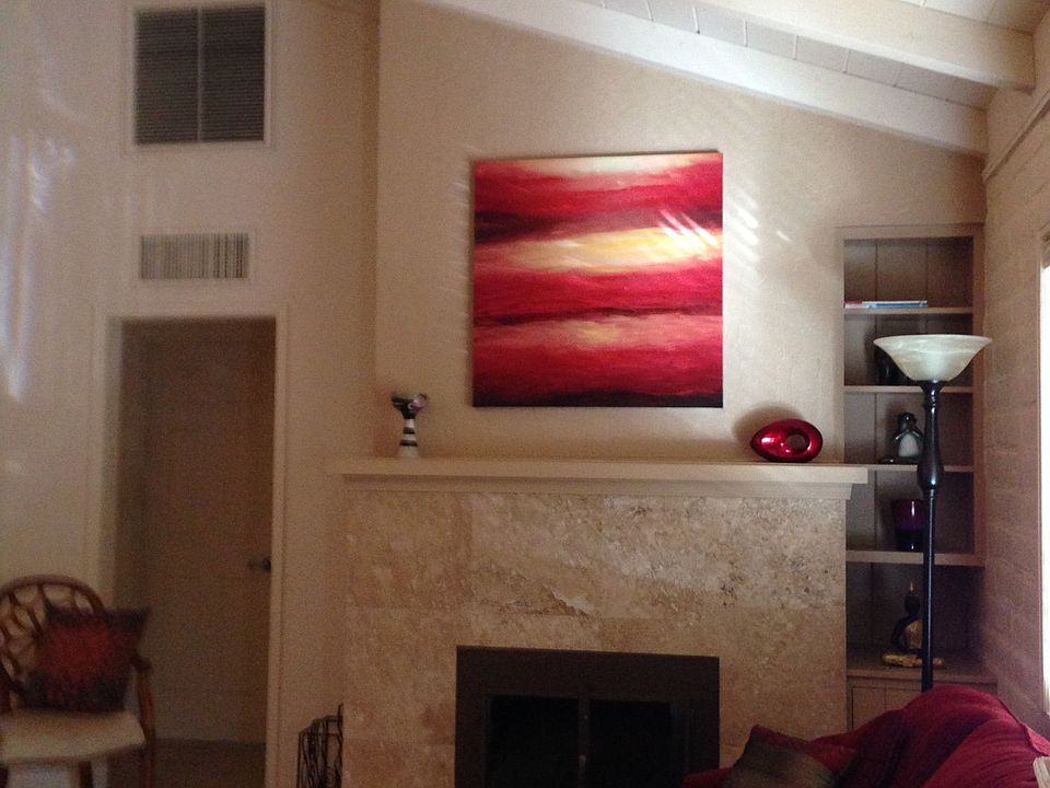 living room w/fireplace, TV